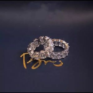 Diamond Wedding Band Lab Made Stone 925 Silver Plated